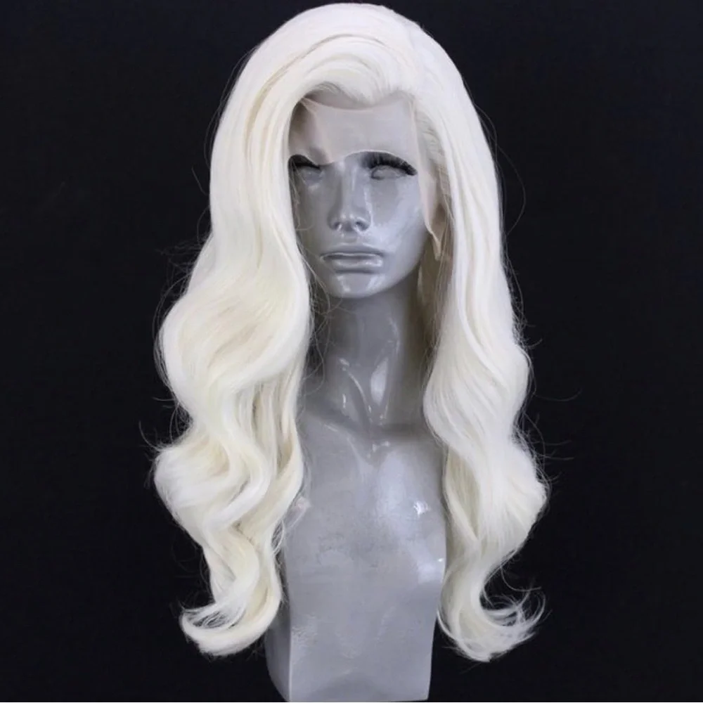22” WHITE BLONDE BODY WAVY Lace  FRONT  Wig NEW